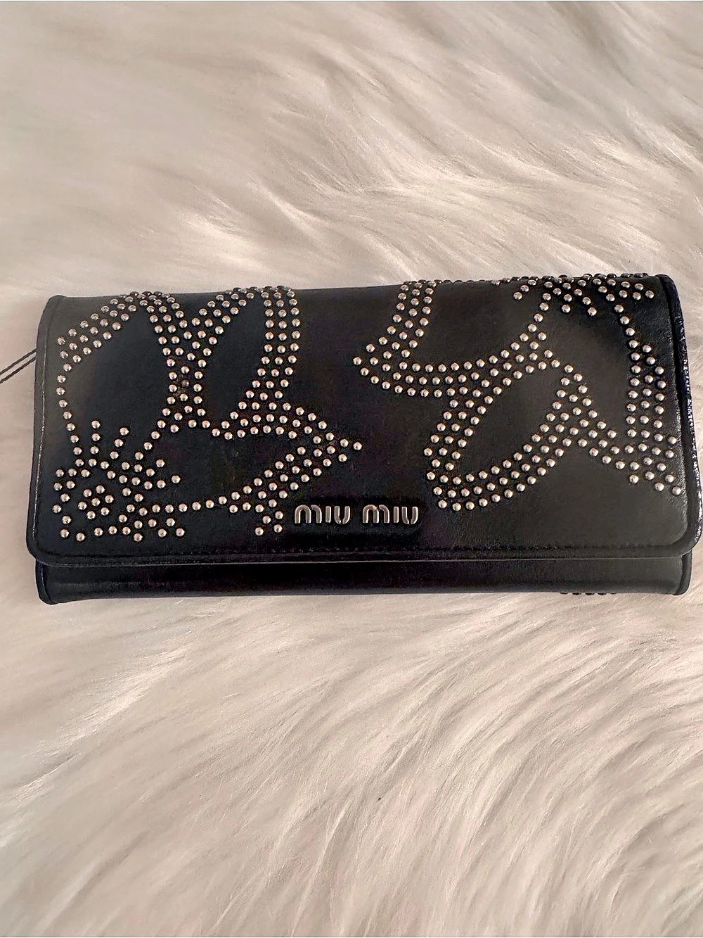 Miu Miu Black Studded leather Wallet - Picture 1 of 16